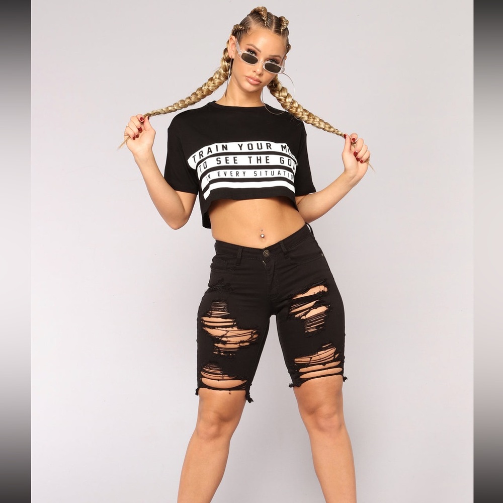 Black Denim Shorts M